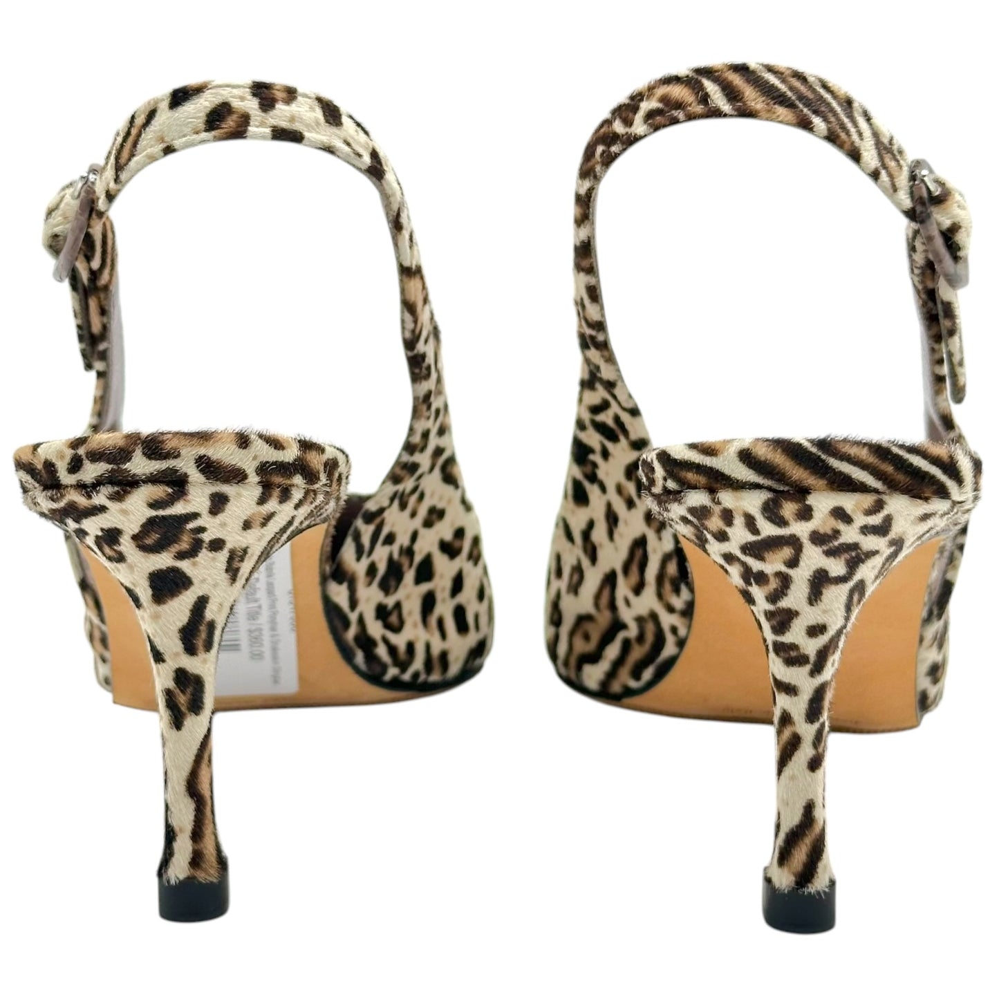 Manolo Blahnik Leopard Print Ponyhair & Snakeskin Slingback Heels