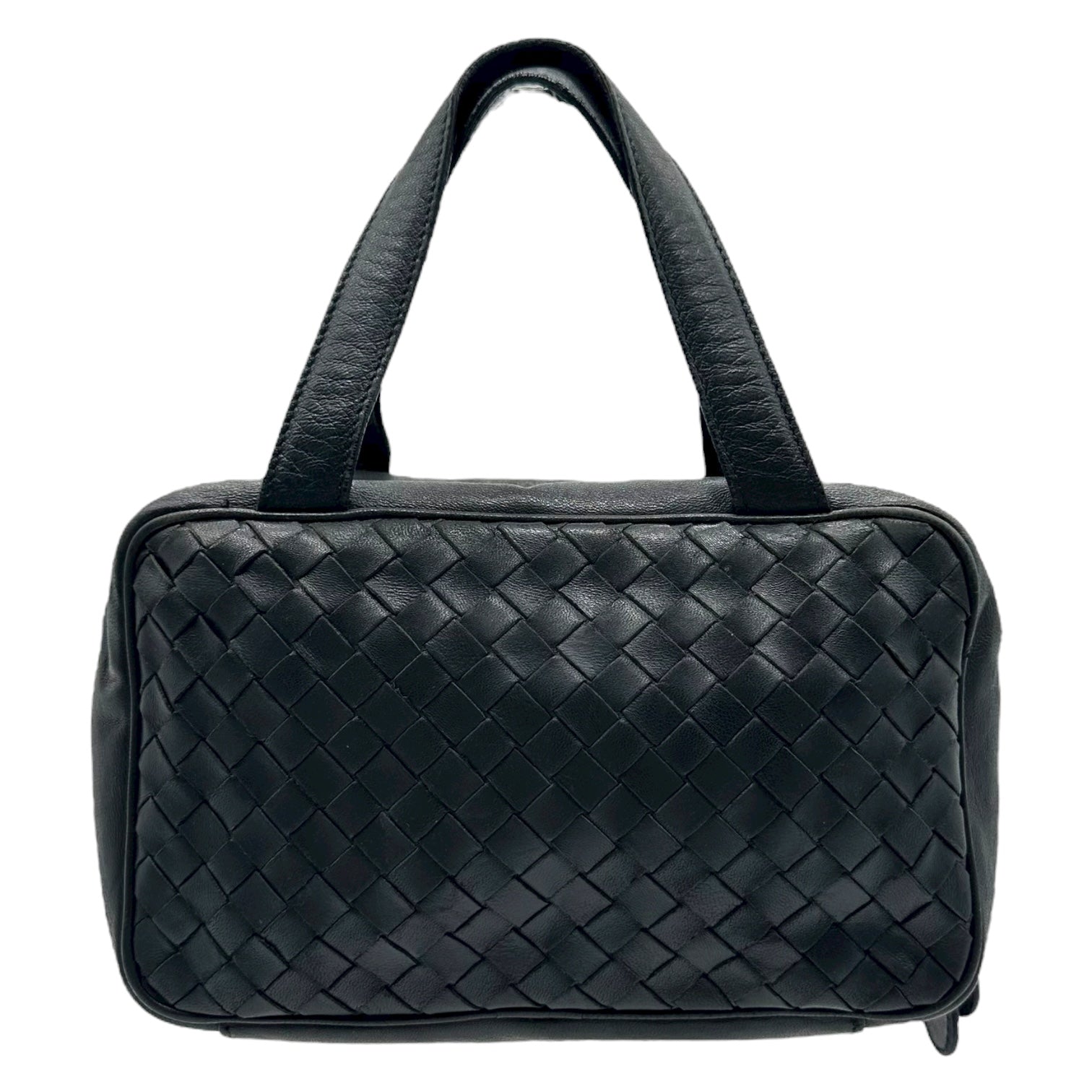 Bottega Veneta Black Intrecciato Woven Leather Pochette Bag - Outfit Repeater