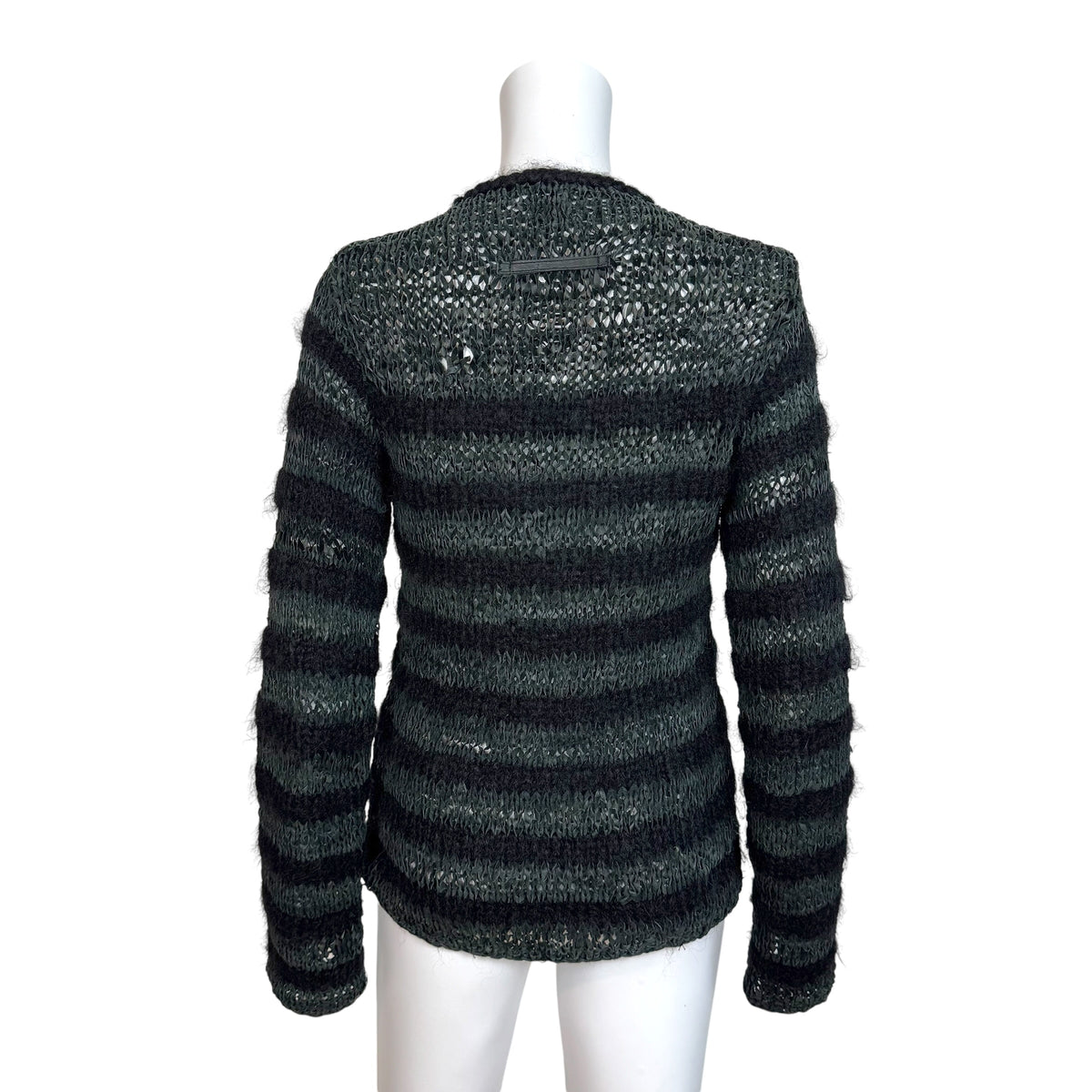 Jean Paul Gaultier Black Knit & Leather Zip-Up Cardigan