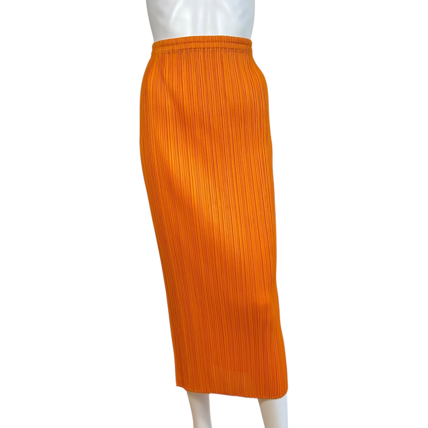 Issey Miyake Pleats Please Orange Pleated Maxi Skirt