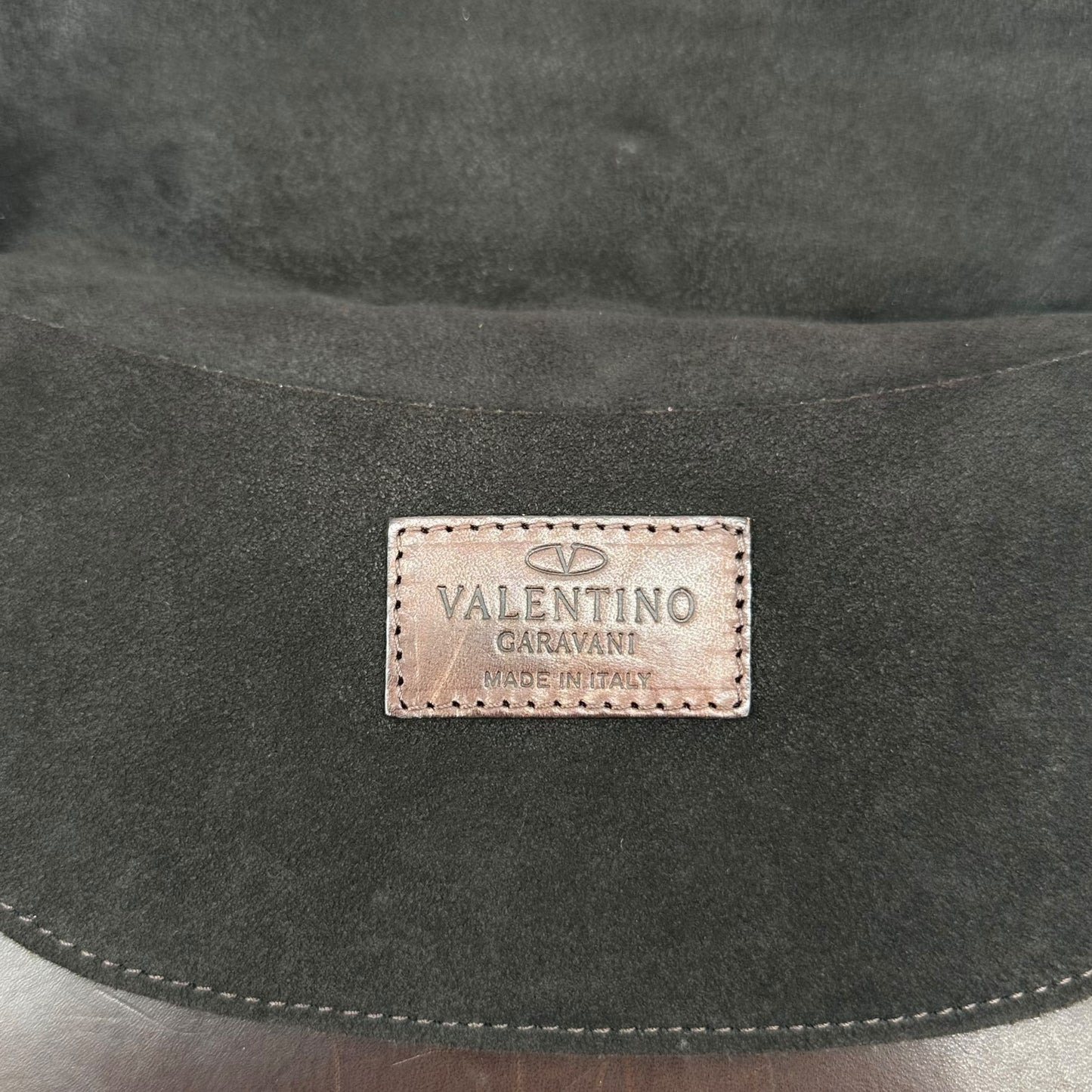 Valentino Garavani Brown Suede & Floral Embossed Leather Shoulder Bag