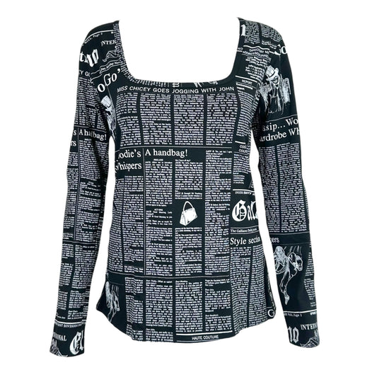 John Galliano Black & White Gazette Newsprint Longsleeve T-Shirt