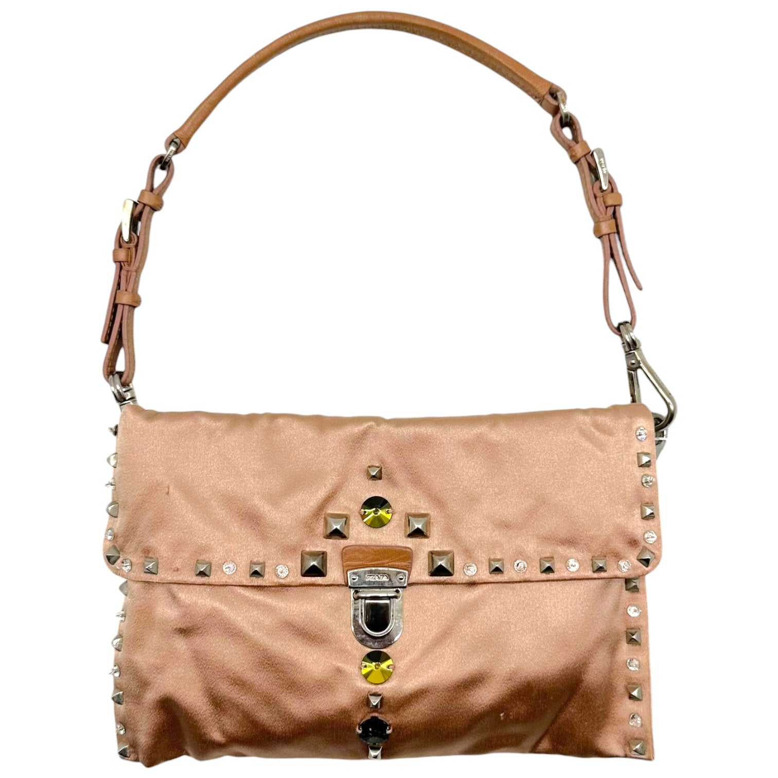 Prada Pink Silk Mini Bag With Studs