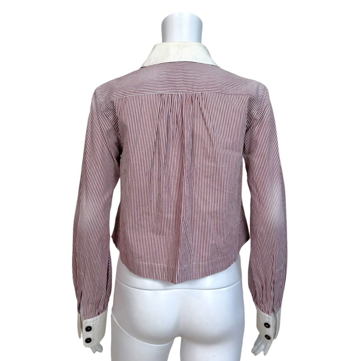 Dsquared2 Red & White Striped Cropped Button Up Blouse