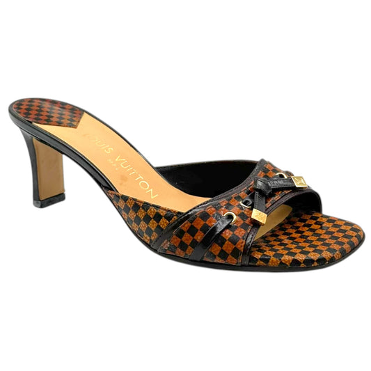 Louis Vuitton Brown Damier Kitten Heel Mules
