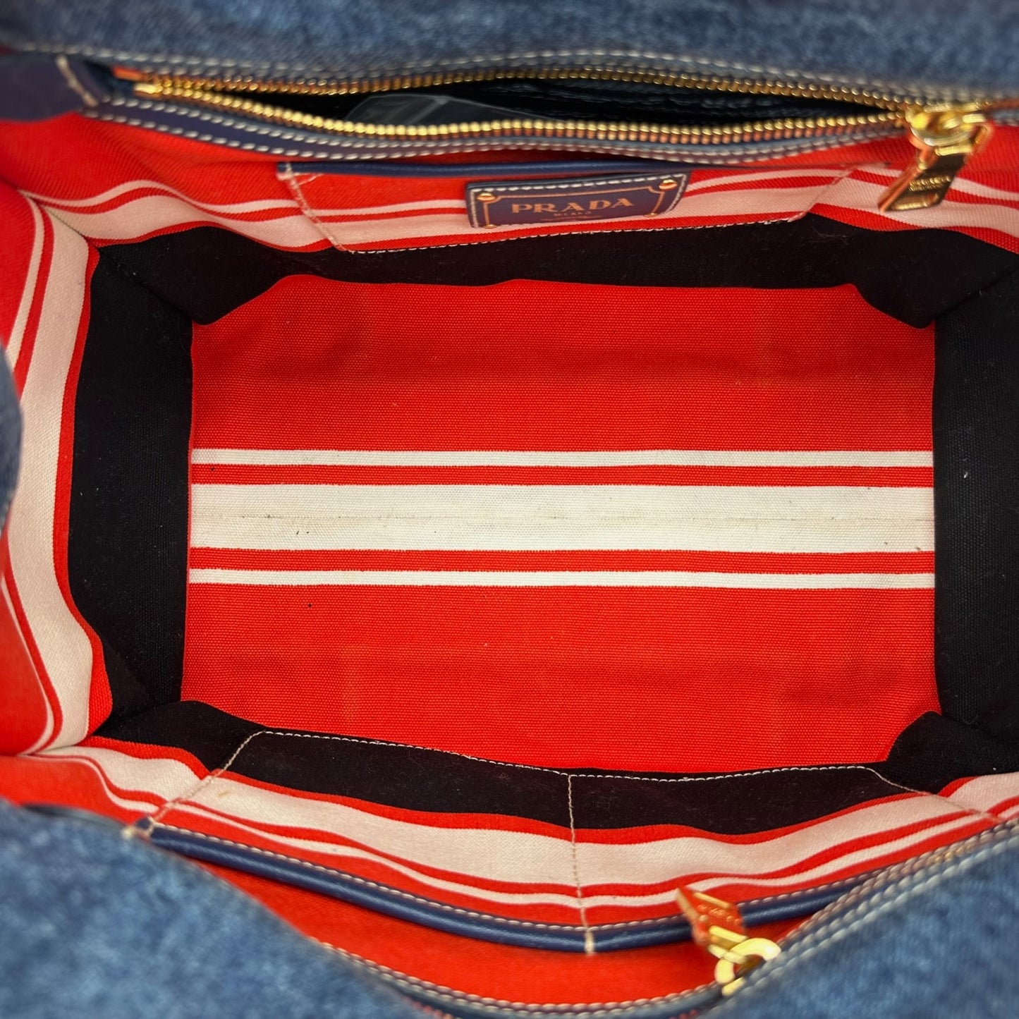 Prada Dark Wash Denim 2-Way Satchel Bag