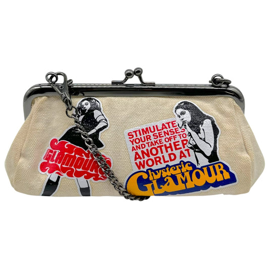 Hysteric Glamour Mini Canvas Clutch Bag with Kisslock Closure