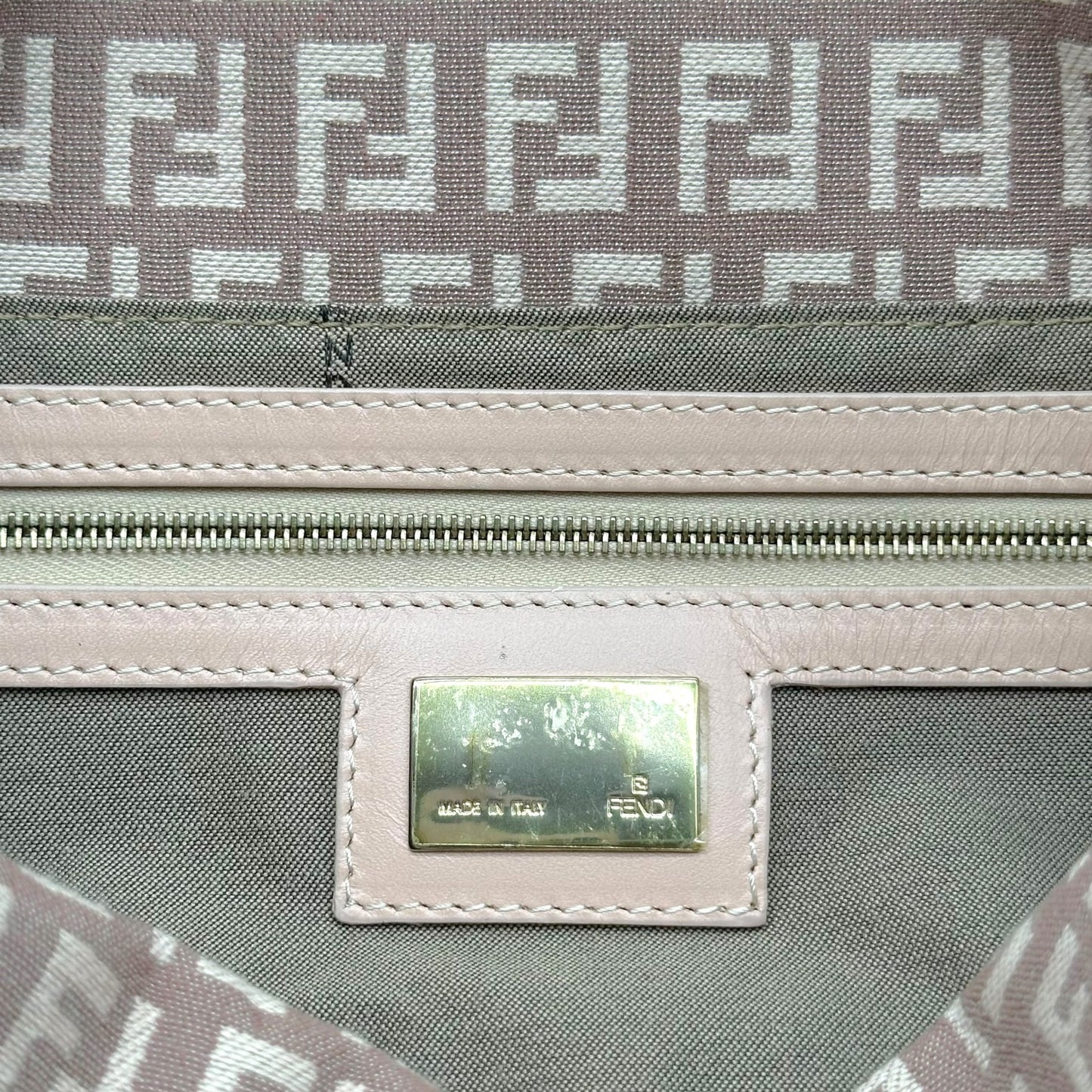 Fendi Pink Zucchino Monogram Fold-Over Baguette Bag