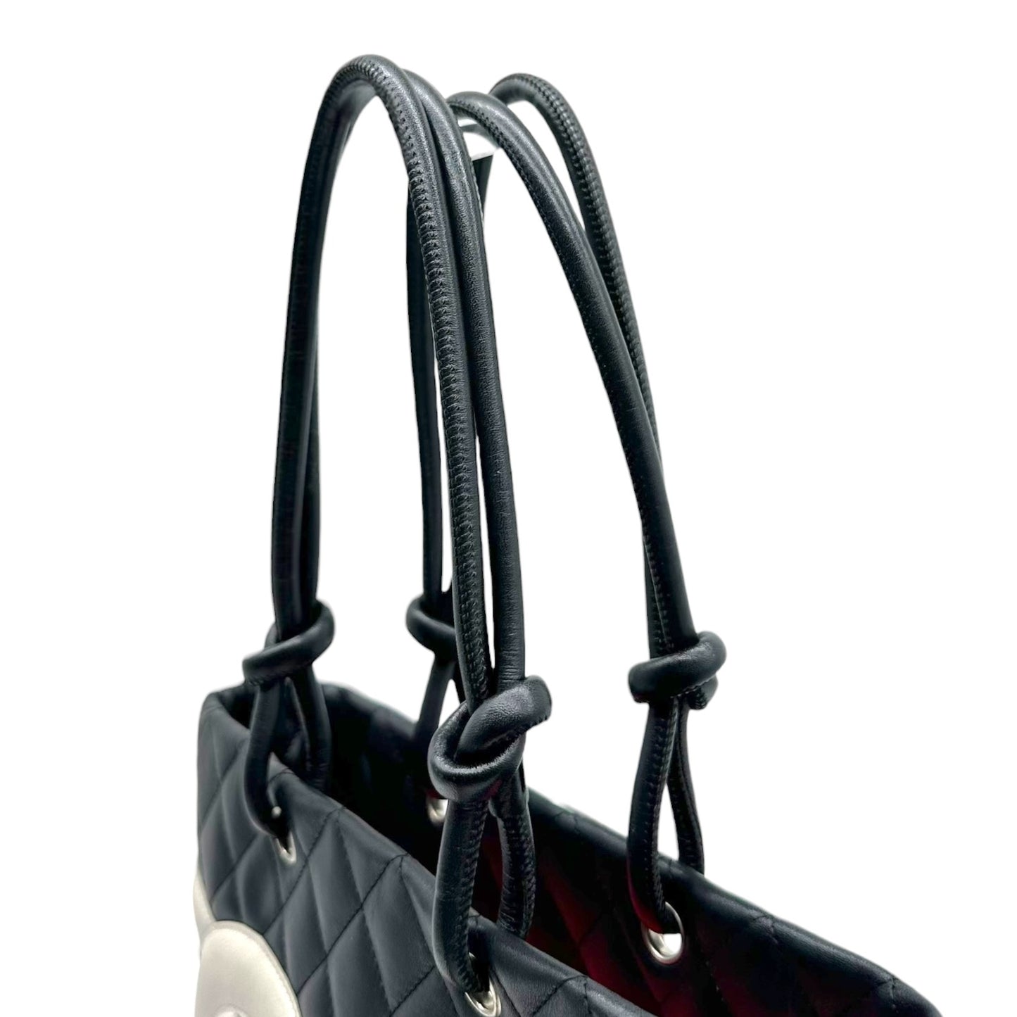 Chanel Mini Tote Bag Black White Matelasse Leather
