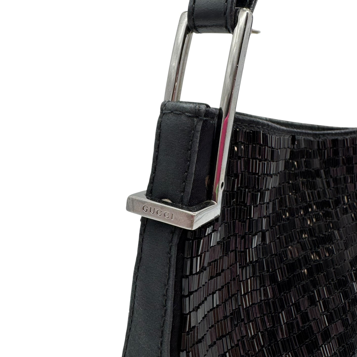 Gucci by Tom Ford 90's Black Glass Beaded Shoulder Bag RARE - Outfit Repeater