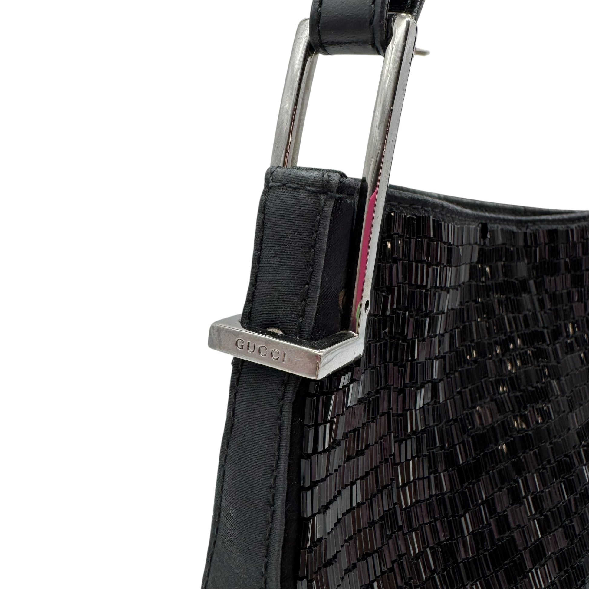 Gucci by Tom Ford 90's Black Glass Beaded Shoulder Bag RARE - Outfit Repeater