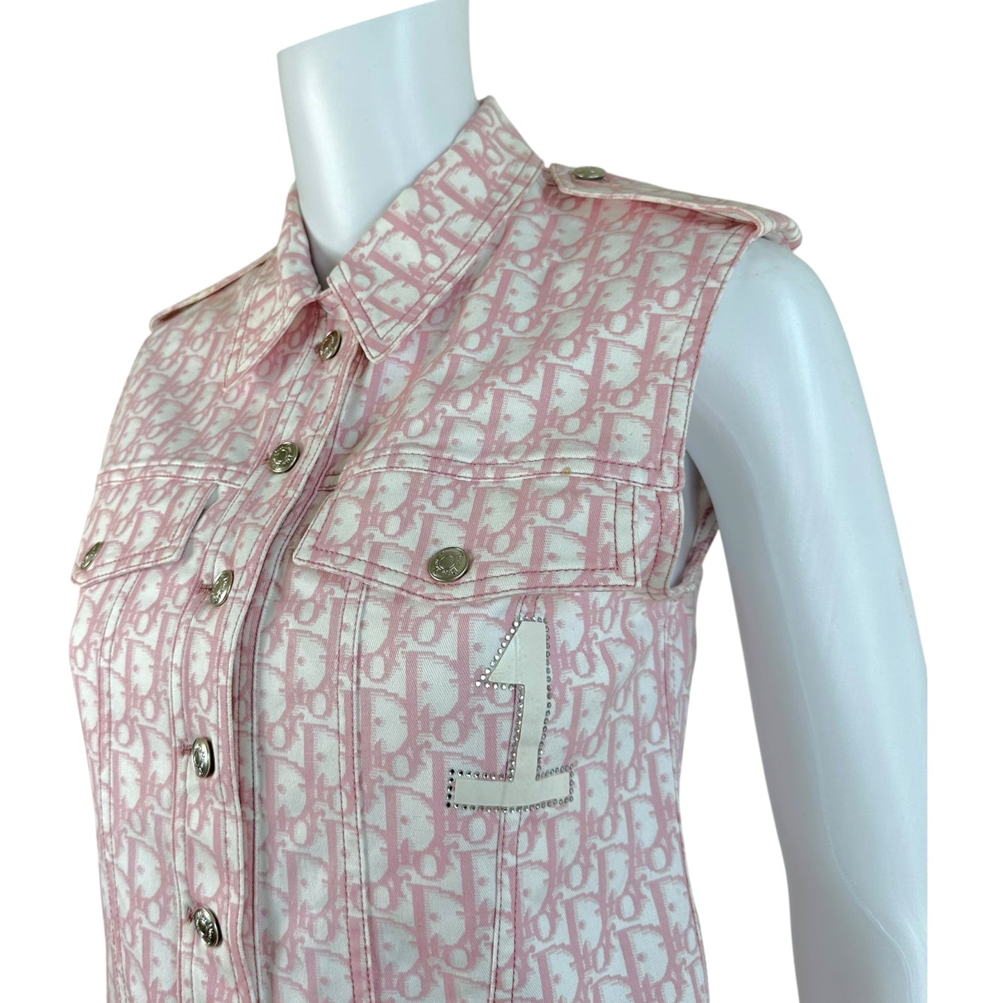 Christian Dior Pink Trotter Monogram Rhinestone Vest