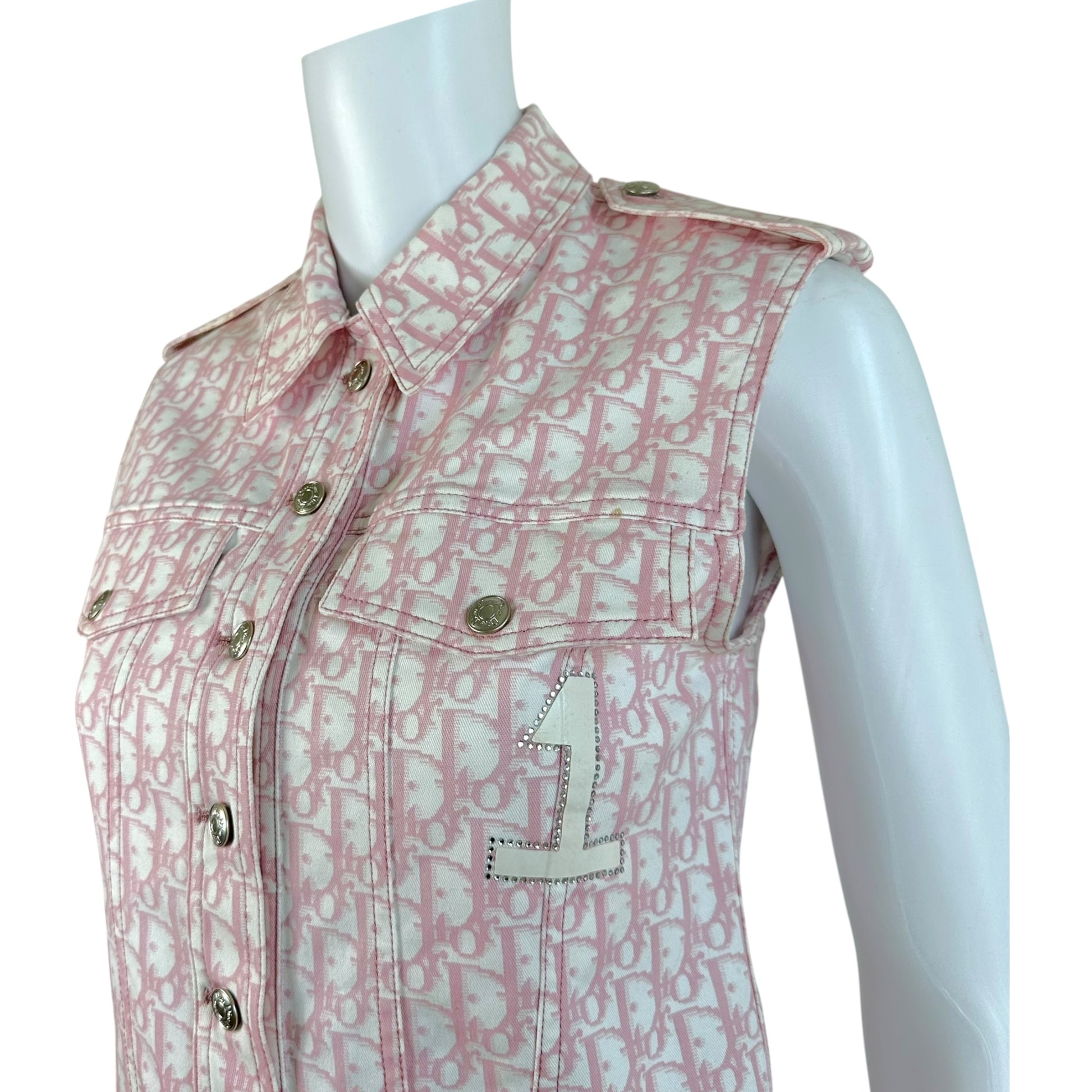 Christian Dior Pink Trotter Monogram Rhinestone Vest