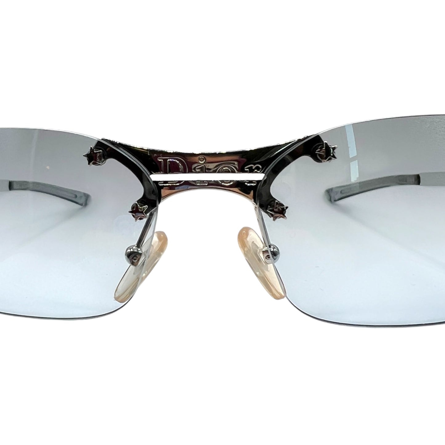 Christian Dior DiorMiniPop Blue & Silver Rimless Rectangle Sunglasses w/ Case