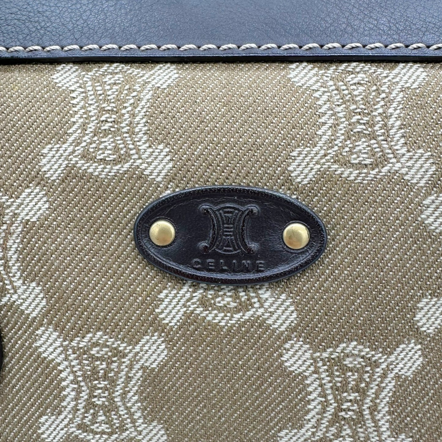 Celine Khaki Macadam Monogram Boston Bag