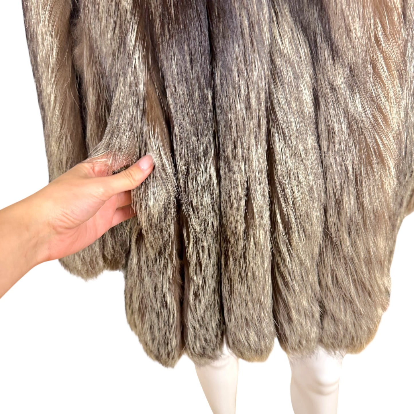 Saga Fox Silver Fox Fur Coat White Brown 1990s Vintage