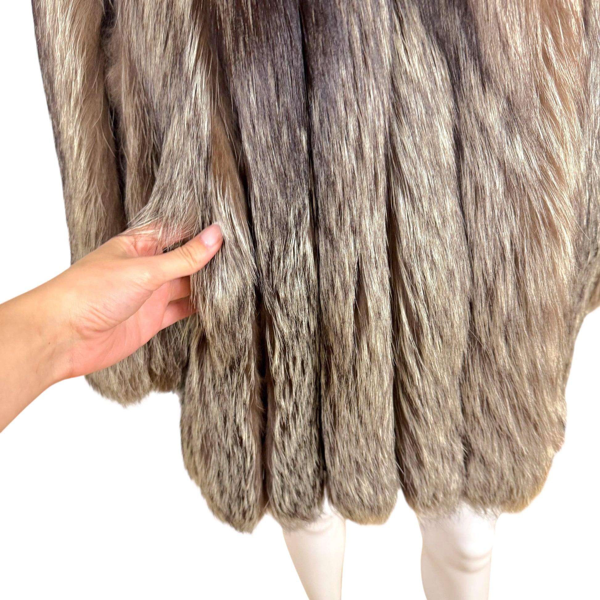 Saga Fox Silver Fox Fur Coat White Brown 1990s Vintage