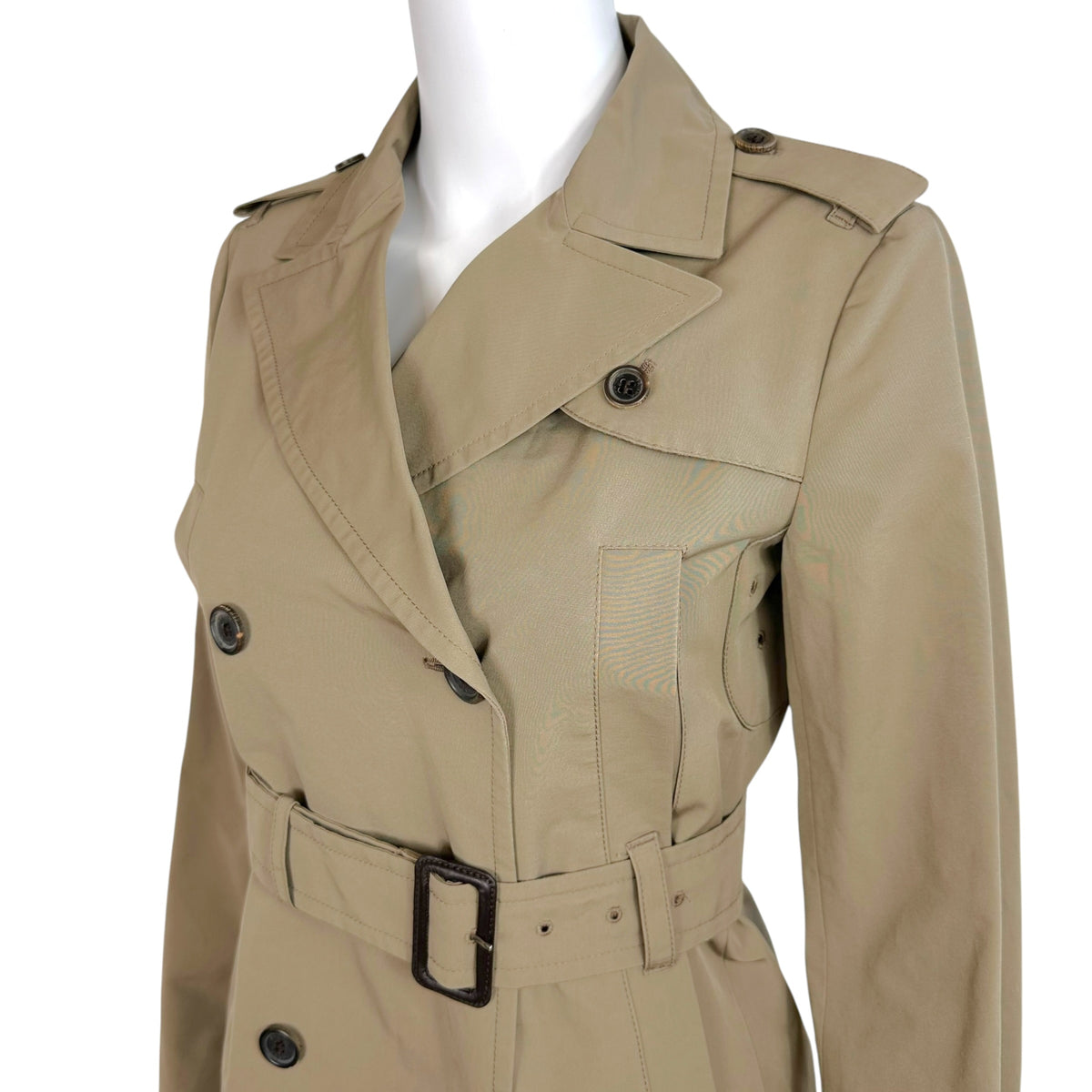 Prada Beige Mid-Length Trench Coat Double-Breasted XS