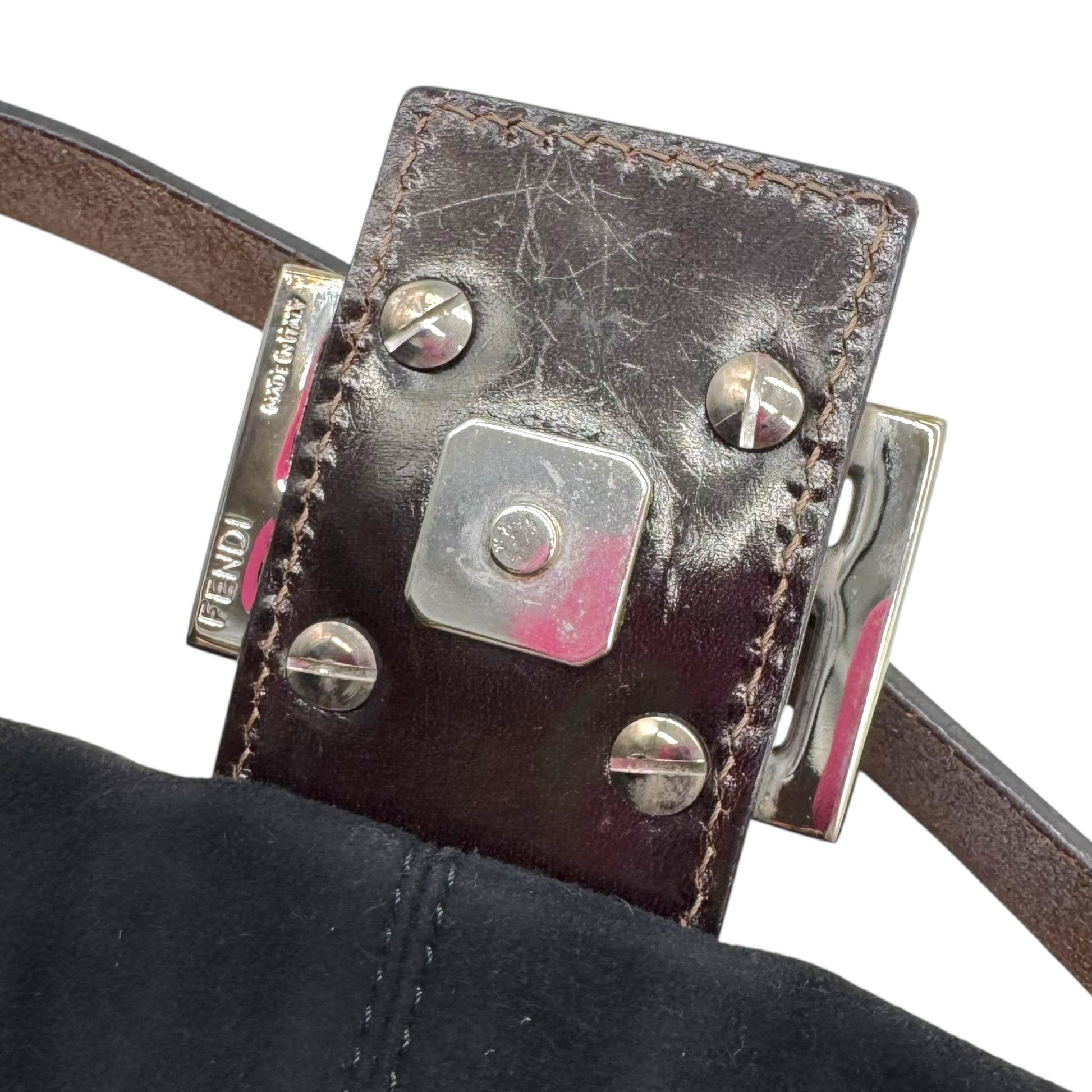 Fendi Black Suede & Brown Leather Baguette Bag - Outfit Repeater