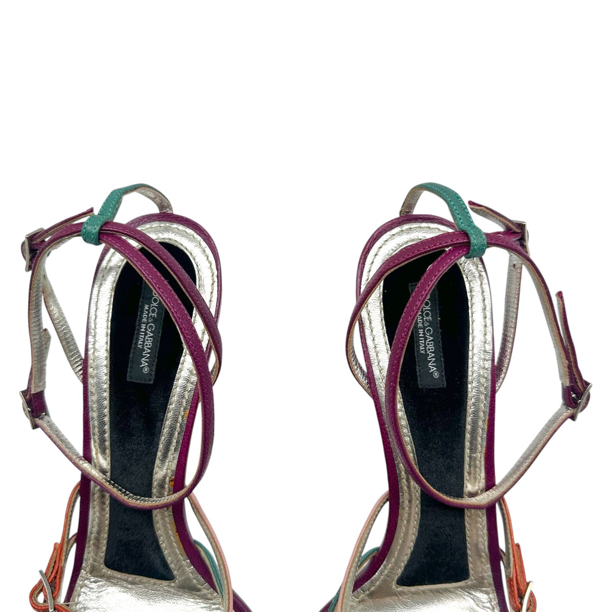 Dolce & Gabbana Purple Multicolor Multi-Strap Sandal Heels