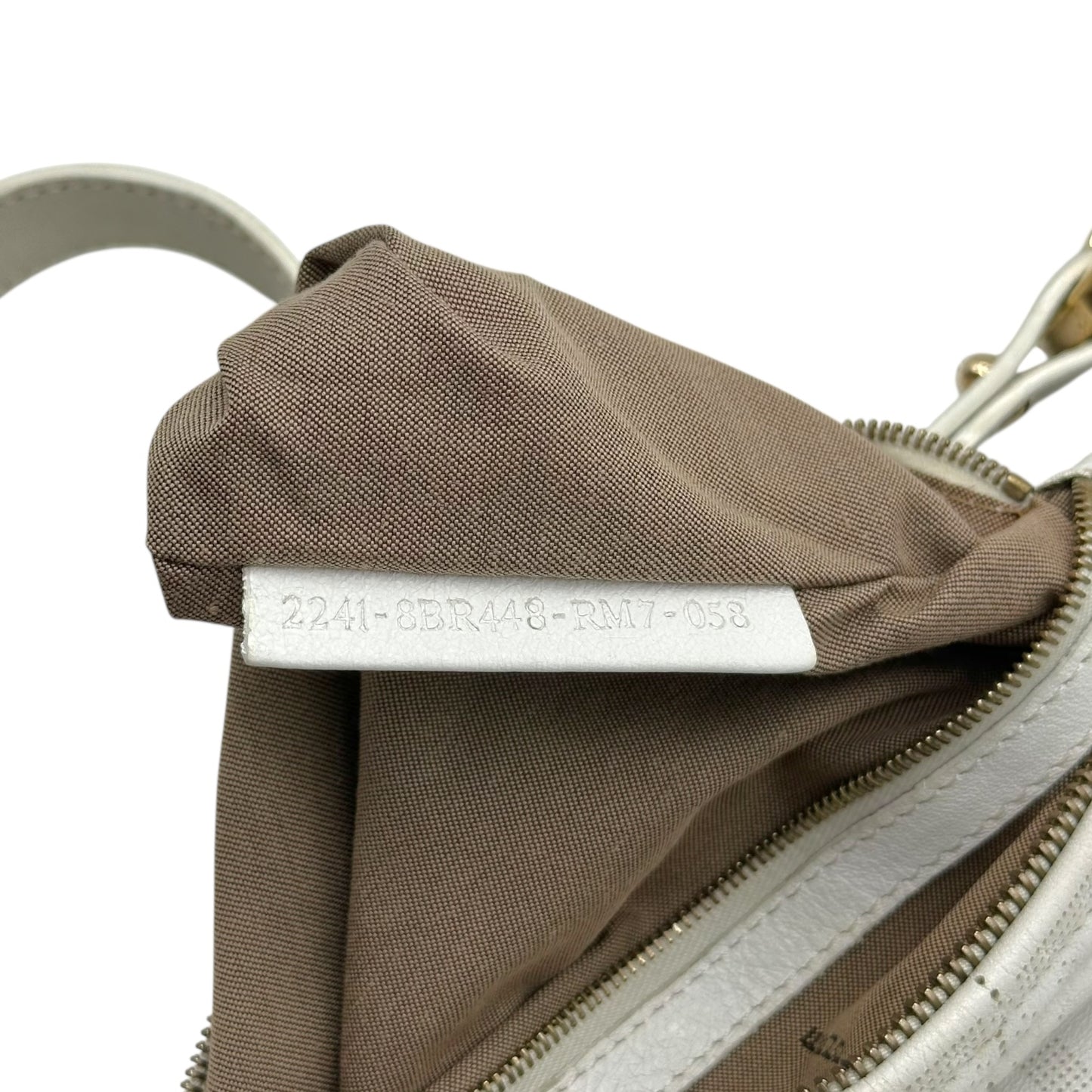 Fendi White Perforated Leather  Zucca Monogram Medium Chef Bag - Outfit Repeater