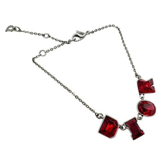 Christian Dior Silver & Red Crystal Logo Bracelet - Outfit Repeater