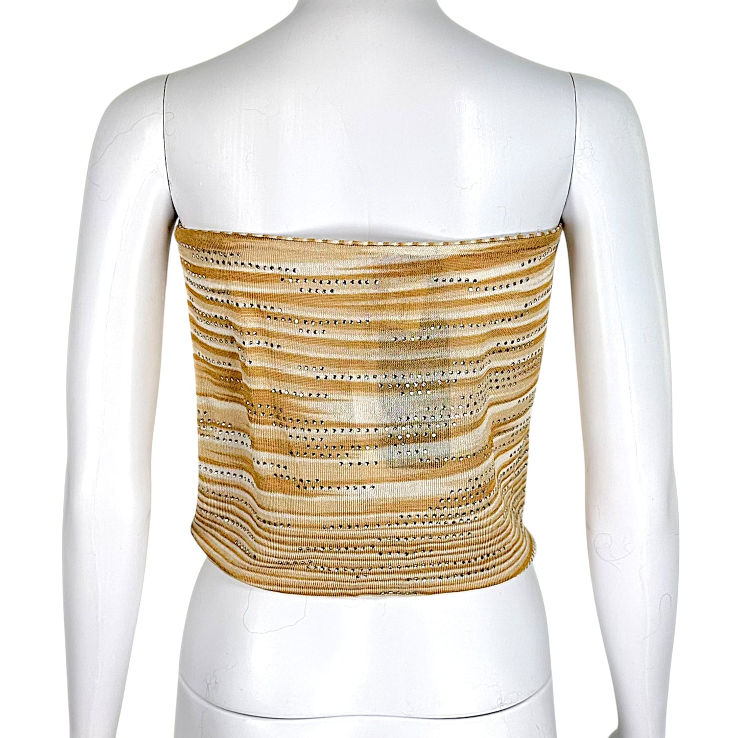 Missoni Brown & White Rhinestone Embellished Knit Tube Top NEW
