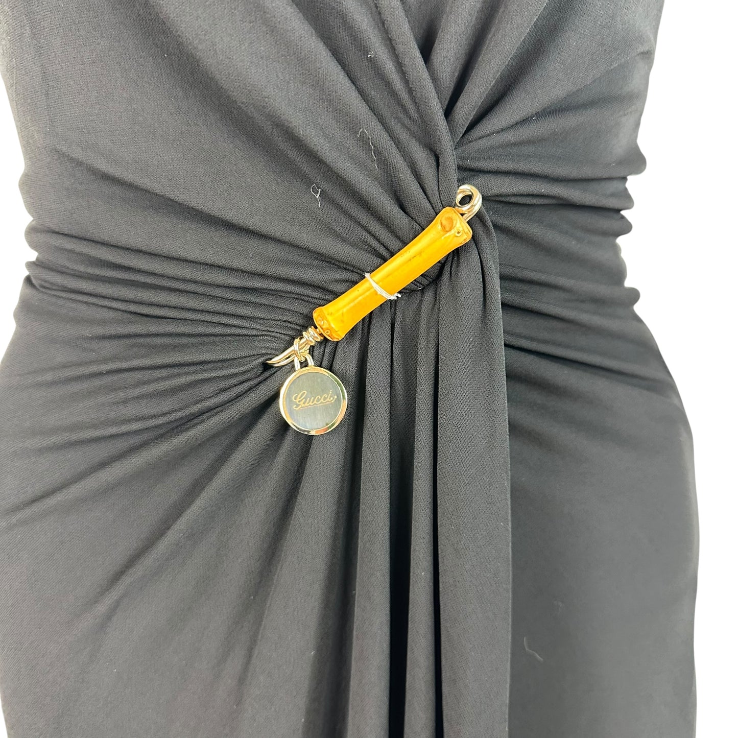 Gucci Black Halter Midi Dress with Bamboo Charm