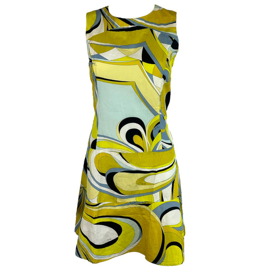 Emilio Pucci Blue & Green Printed Mini Dress