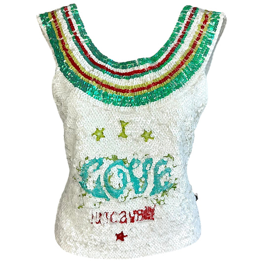 Just Cavalli Roberto Cavalli Love Sequin Knit Crop Tank
