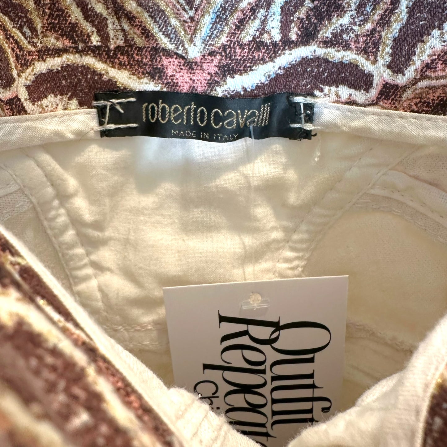 Roberto Cavalli S/S 2004 Feather Print Denim Midi Skirt