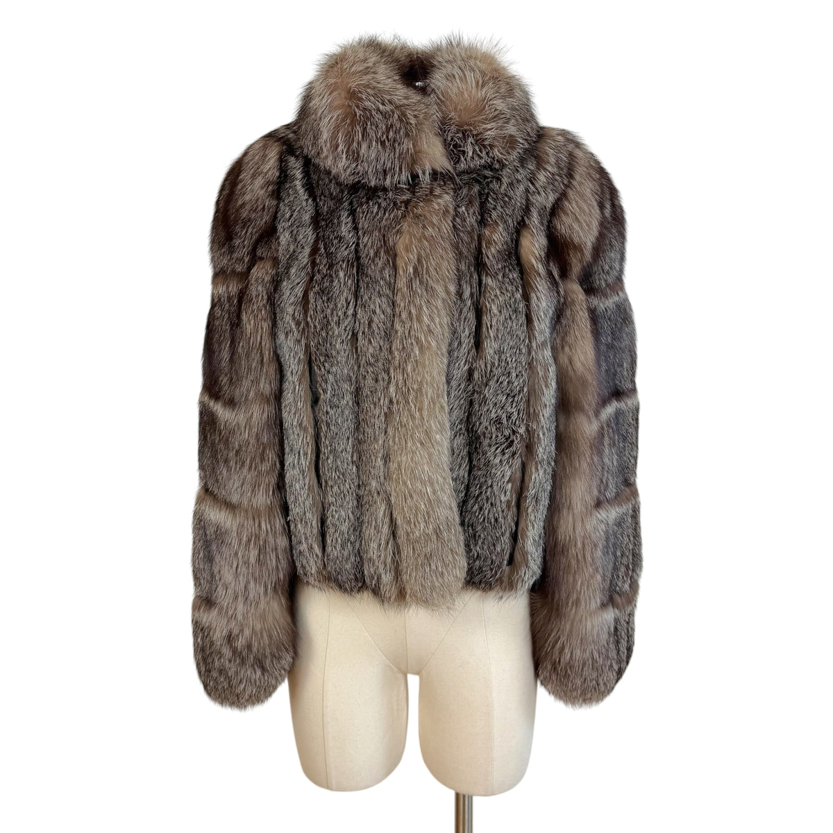 Sabel Fur Cropped Silver Fox Fur Coat