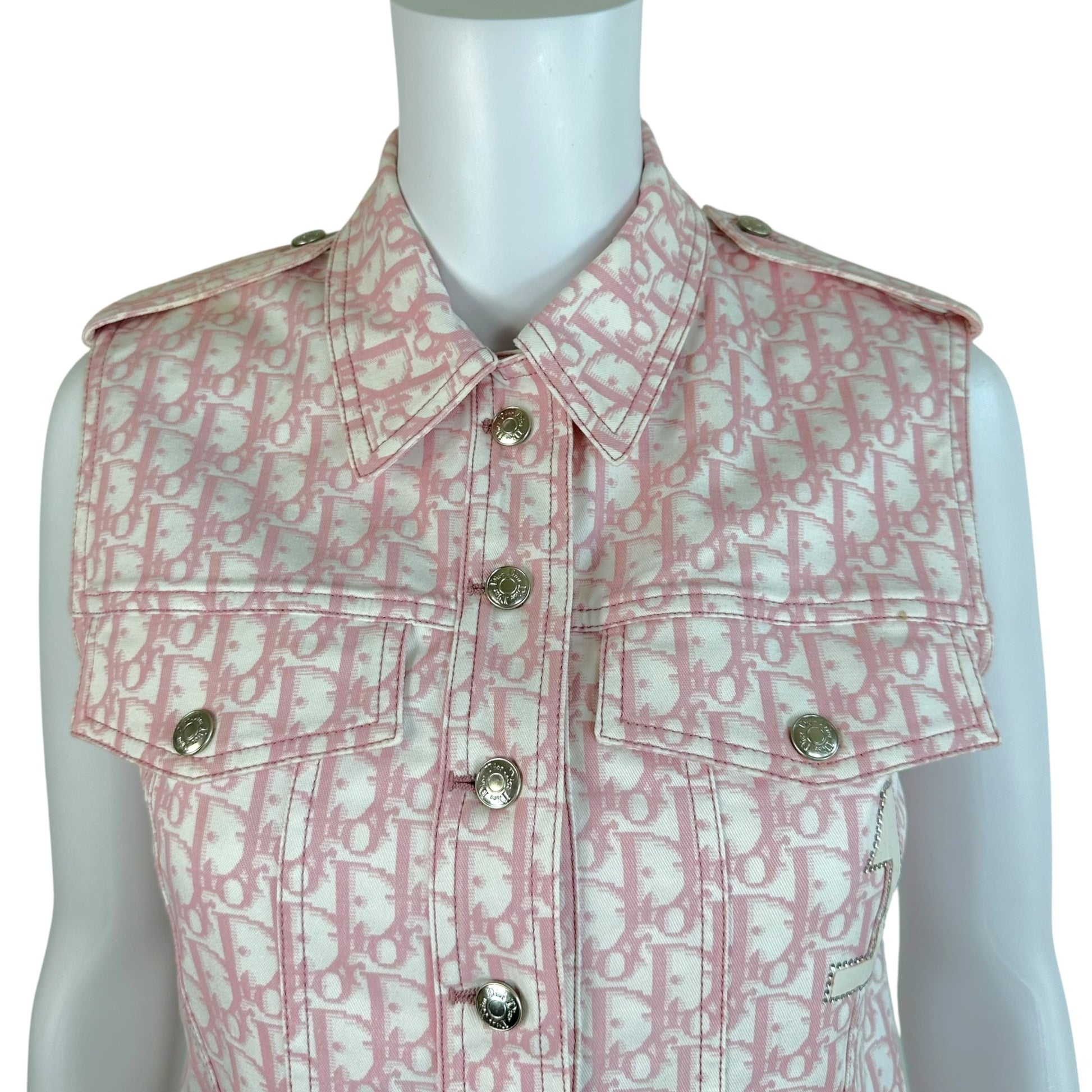 Christian Dior Pink Trotter Monogram Rhinestone Vest