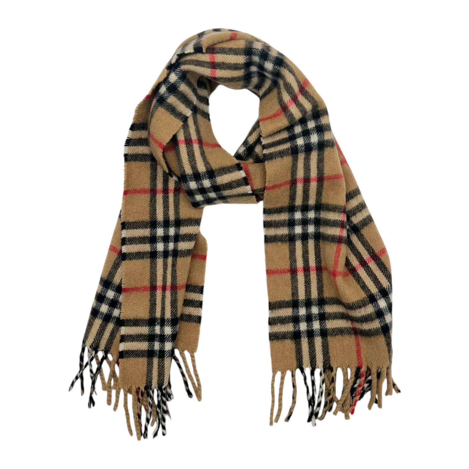 Burberry Tan Nova Check Plaid Cashmere Scarf - Outfit Repeater