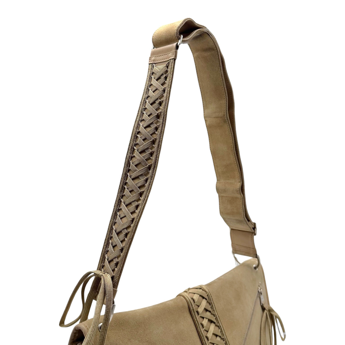 Christian Dior Tan Suede Lace-Up Satchel Bag