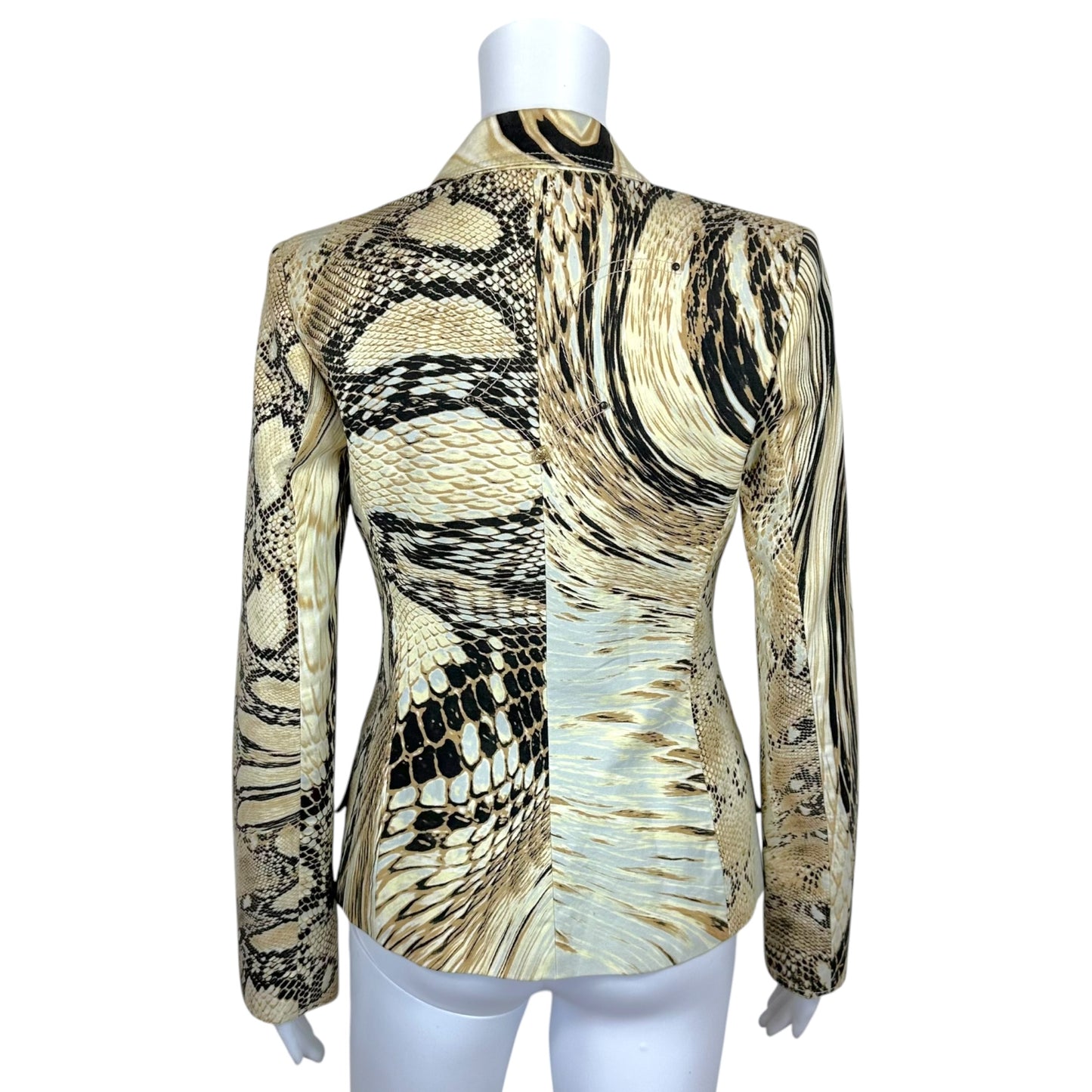 Just Cavalli Roberto Cavalli Light Blue & Brown Python & Swirl Print Blazer