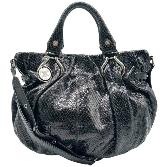 Celine Black Silver Snakeskin 2-Way Bag