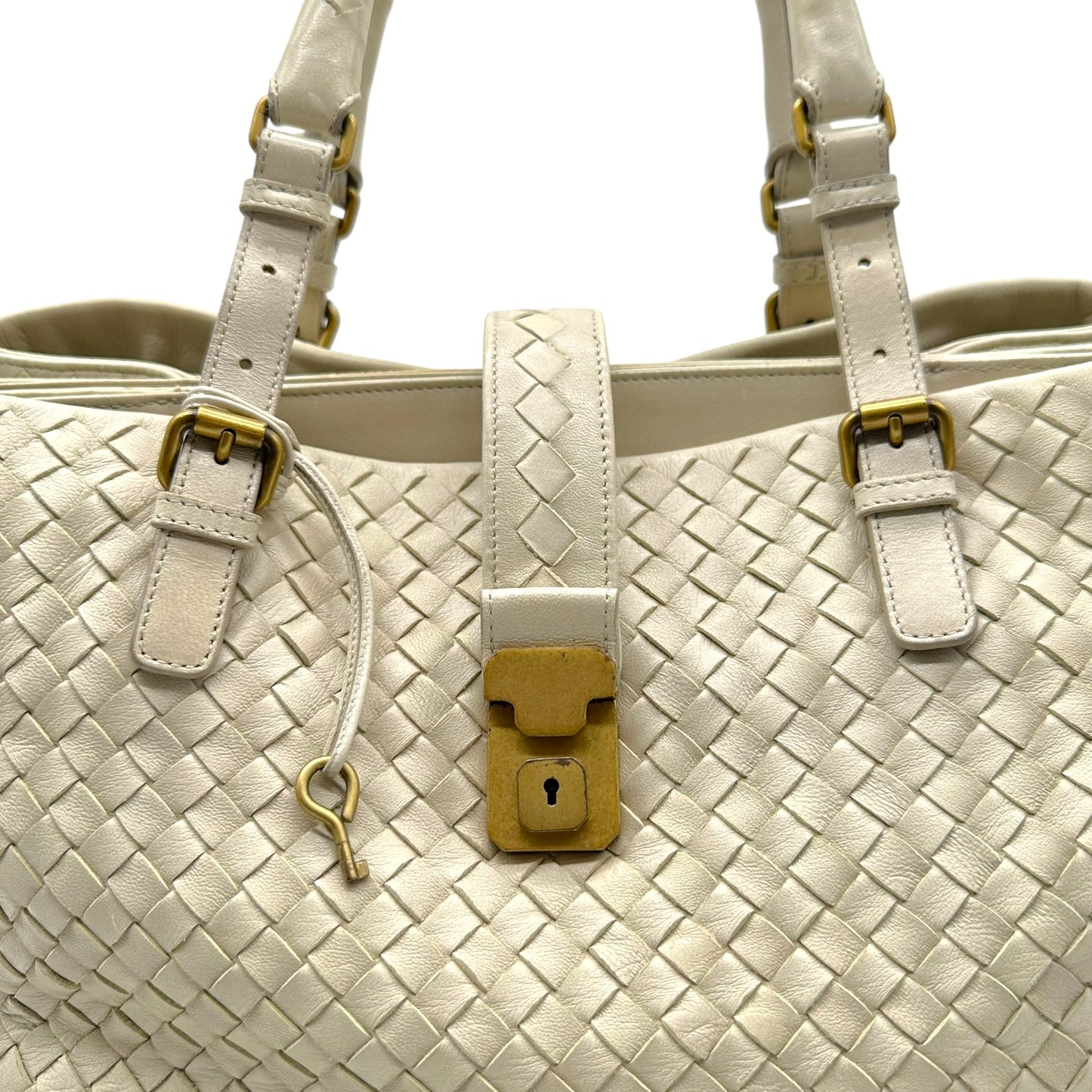 Bottega Veneta Ivory Intrecciato Leather Large Roma Tote Bag - Outfit Repeater