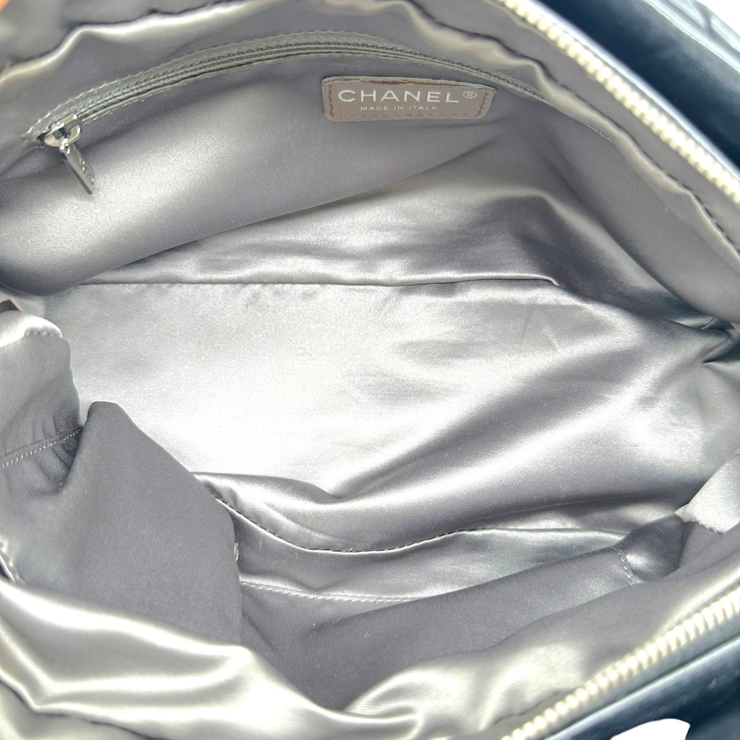 Chanel Black Ruched Leather Shoulder Bowler Bag