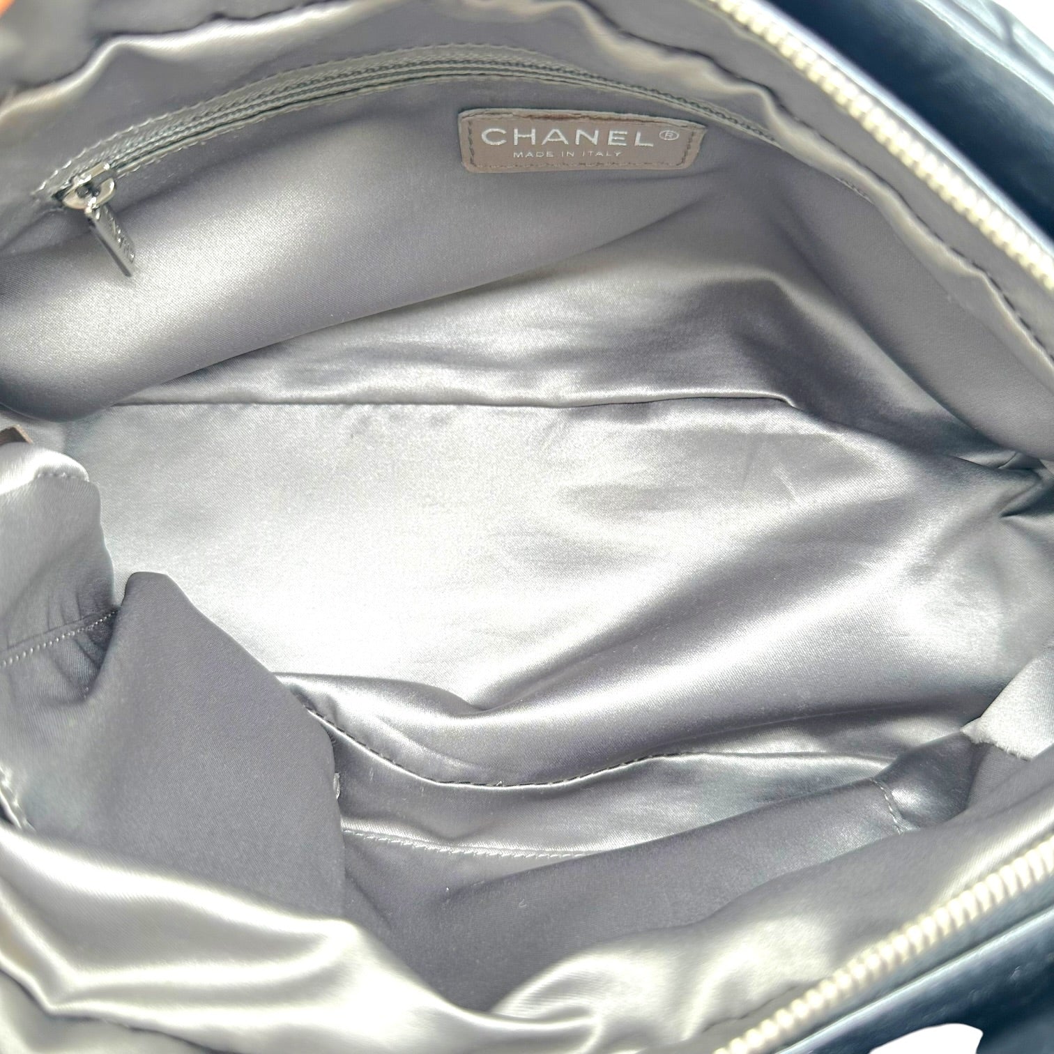 Chanel Black Ruched Leather Shoulder Bowler Bag