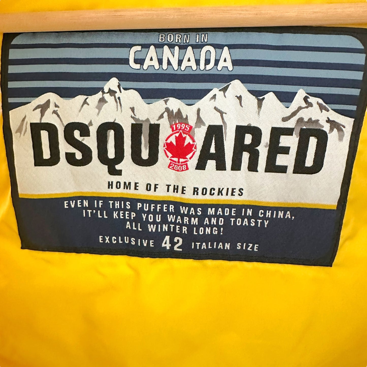 Dsquared2 Yellow Down Vest With Logo Patch
