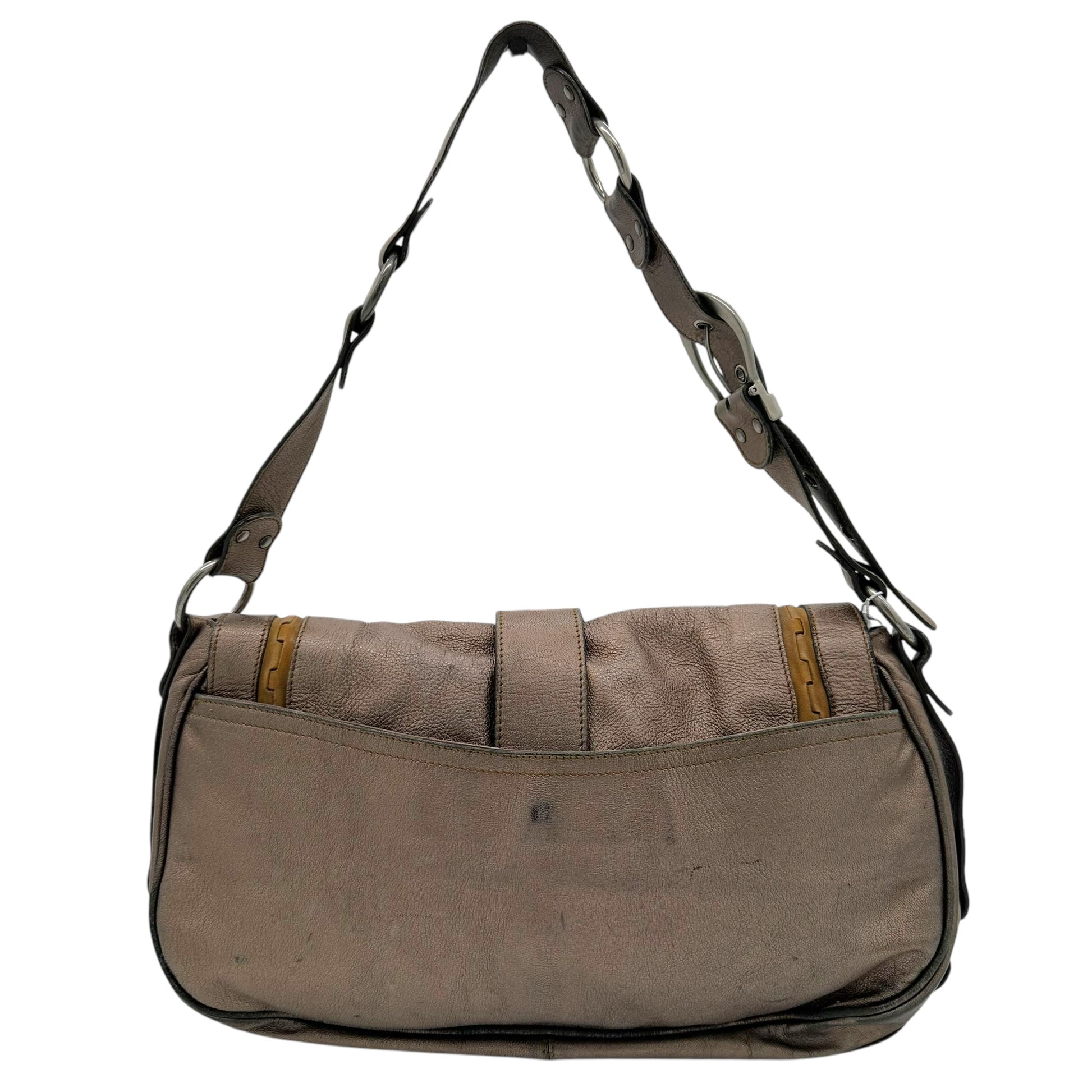 Christian Dior Metallic Silver Leather Gaucho Bag