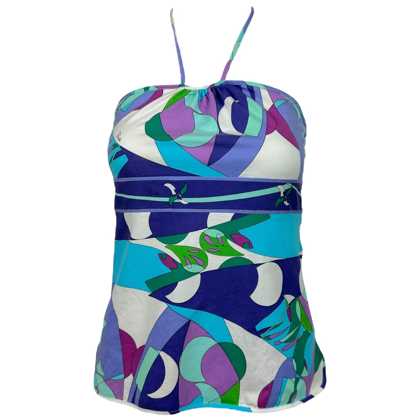 Emilio Pucci Blue Printed Halter Tank Top - Outfit Repeater