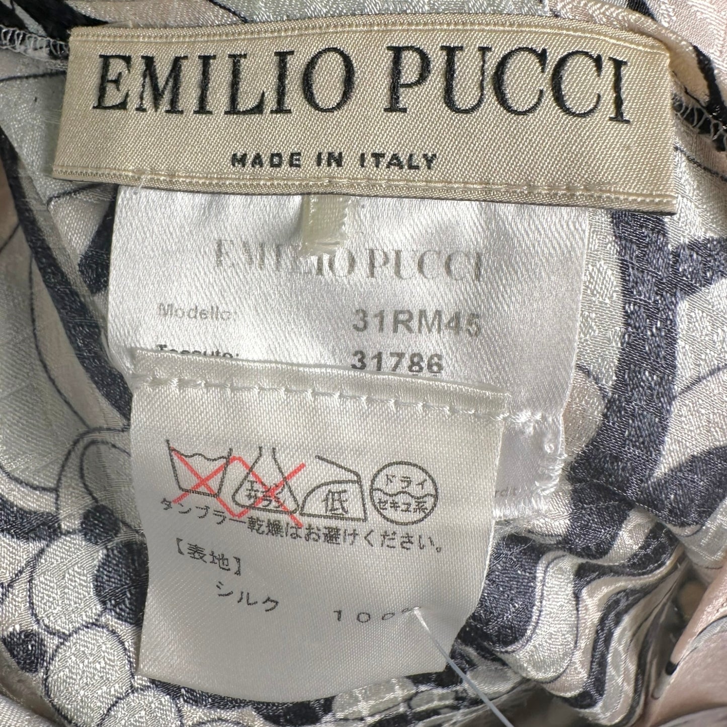 Emilio Pucci Asymmetrical Blouse Light Pink Blue Silk