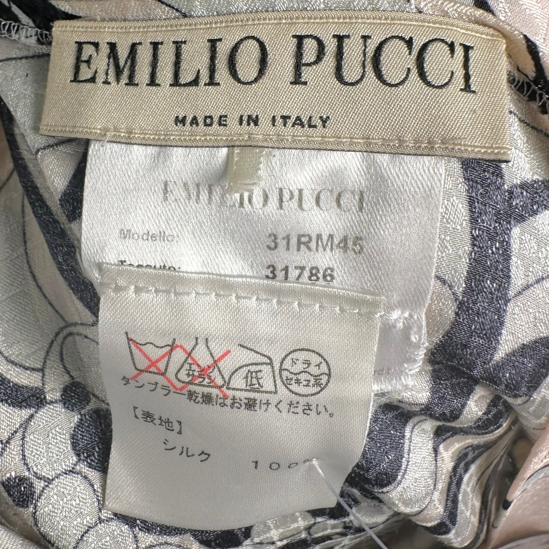 Emilio Pucci Asymmetrical Blouse Light Pink Blue Silk
