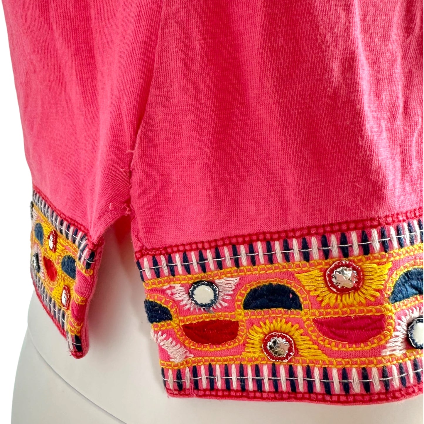 Christian Dior S/S 2004 J'Adore Dior Pink & Yellow Embroidered & Embellished Baby Tee