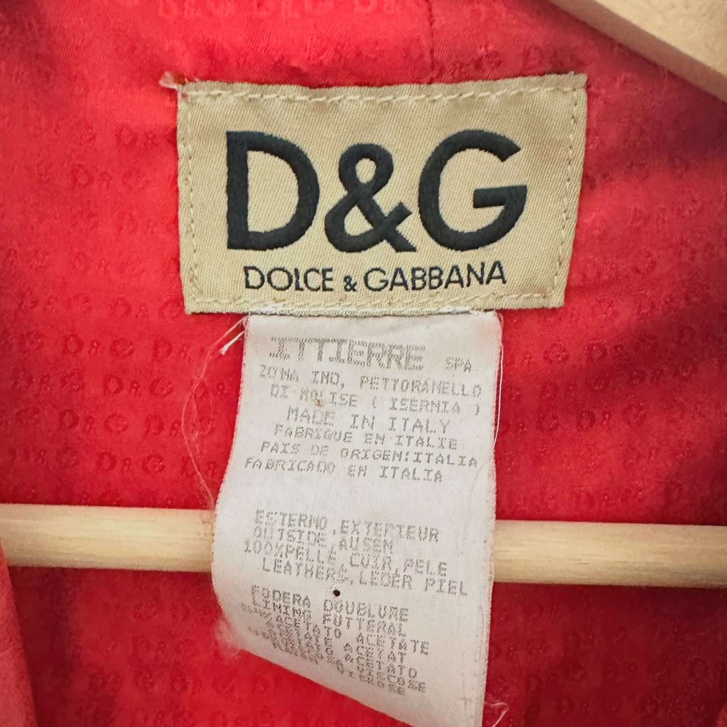 D&G Dolce & Gabbana Red Leather Longline Coat