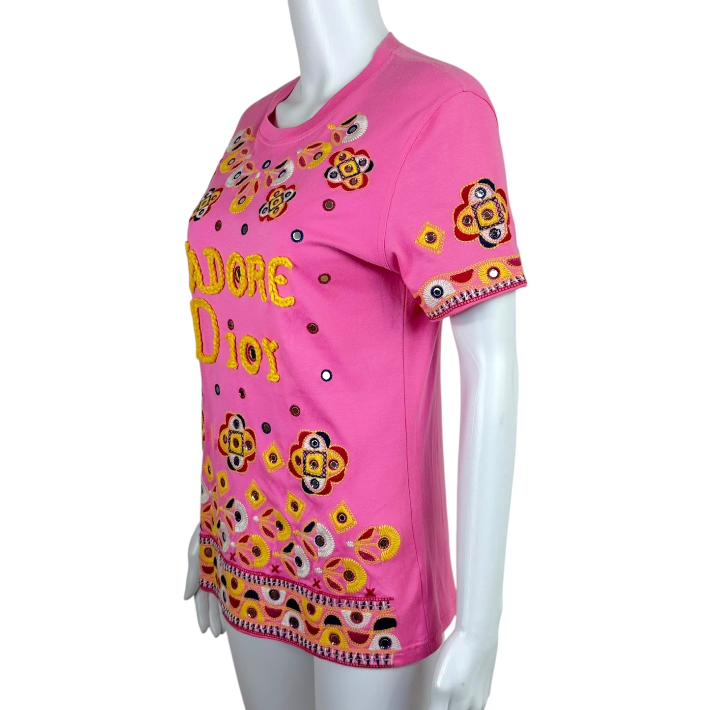 Christian Dior Pink J'Adore T-Shirt with Embroidery