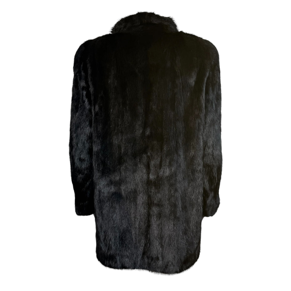 Takashimaya Black Tanned Mink Fur Mid-Length Coat