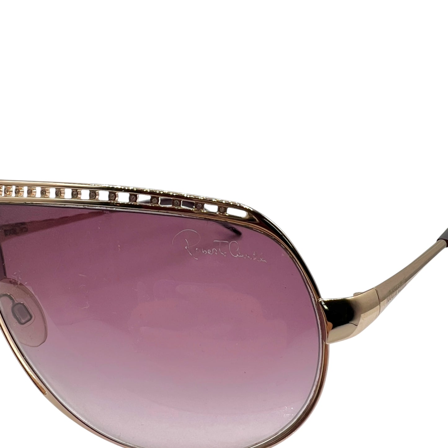 Roberto Cavalli Crystal Embellished Aviator Sunglasses w/ Case